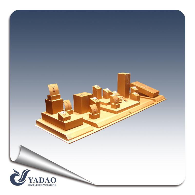 Exhibitor jade gem Factory price frame material China supplier customize wholesale leather finish jewelry display set props