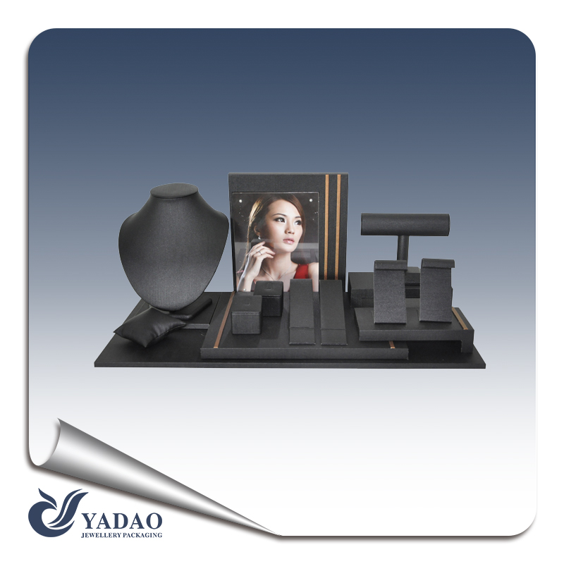 Factory price Black jewelry counter display set for jewelry store window or jewelry fair