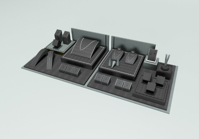 Factory price frame exhibitor material gem customize wholesale high end leather watch jewelry display set props