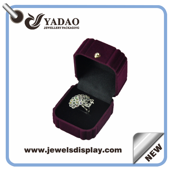 Flocking jewelry box packaging box for ring display purple ring packaging box