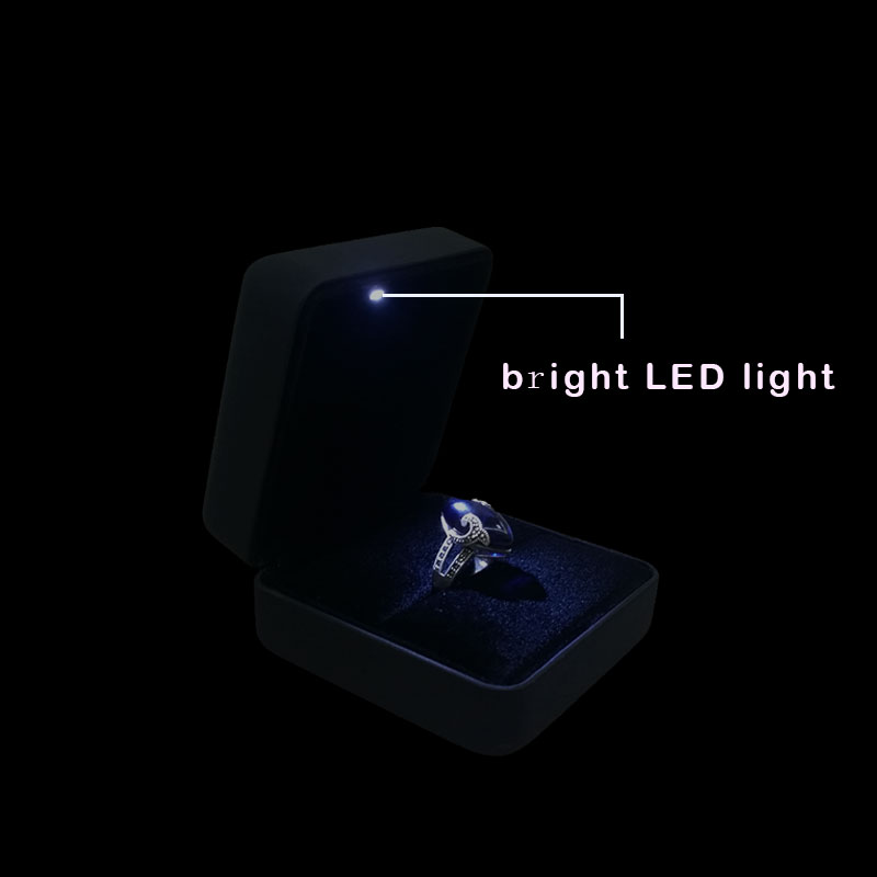 Good quality in stock leather led jewelry display box have red/blue/purple color for you choose made in China