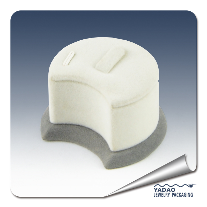 Half-moon shape velvet ring jewelry display stand for showcase