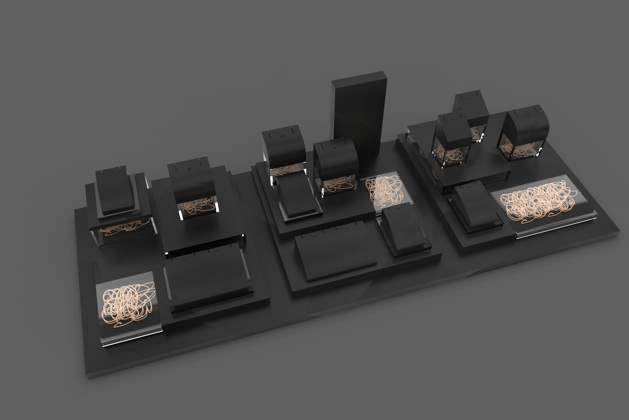 ハイエンドの高級経済黒のアクリル宝石店のディスプレイ、ジュエリーカウンターexhinbitor、中国の卸売製ジュエリーのウィンドウ表示