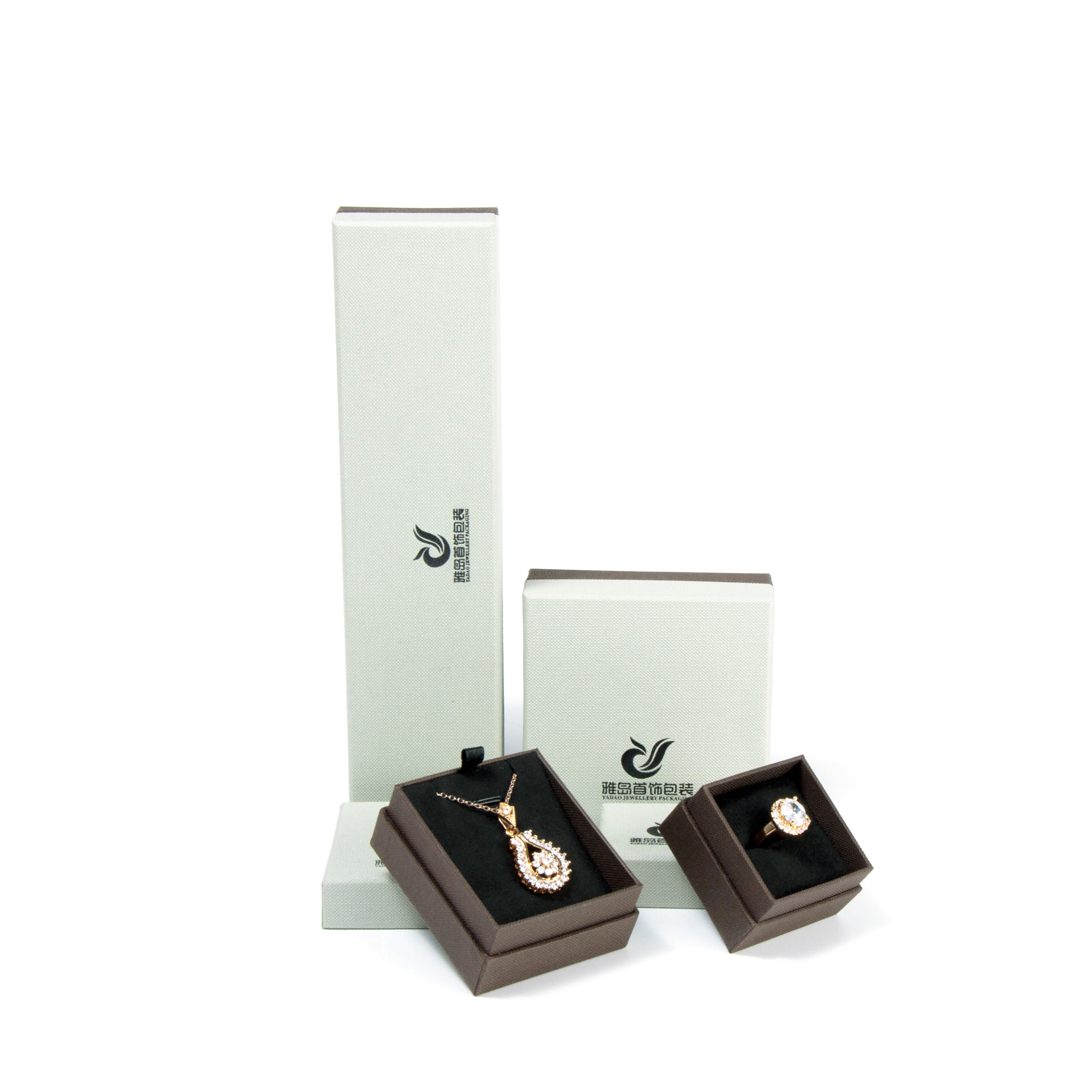 Coffret de papier à bijoux de mariage blanc avec couvercle séparé haut de gamme