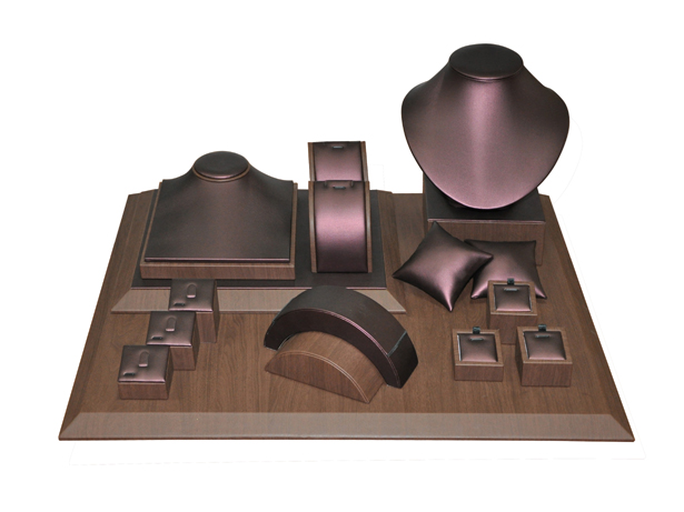 High-end pu leather cover jewelry display set for jewelry show jewelry shop