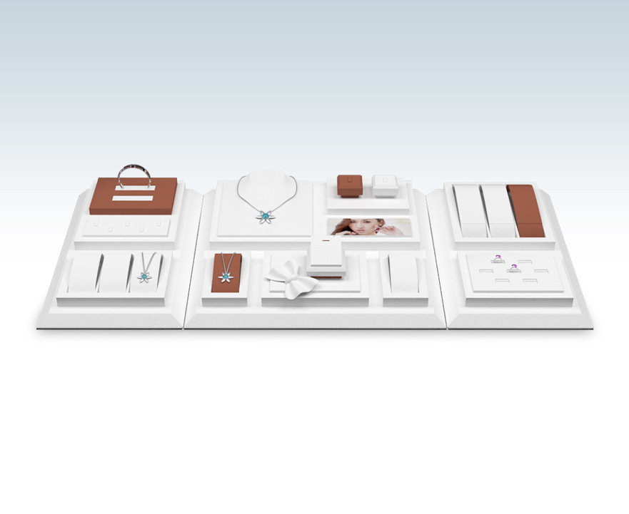 High quality leatherette Jewelry tabletop display stand for jewelry store window with factory price