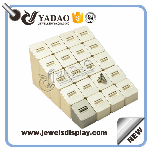 High quantity leather covered wooden ring display stand have kind of color for you choose