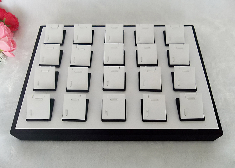 Hot sale wood leatherette large multifunctional earring pendant display tray with removable inserts