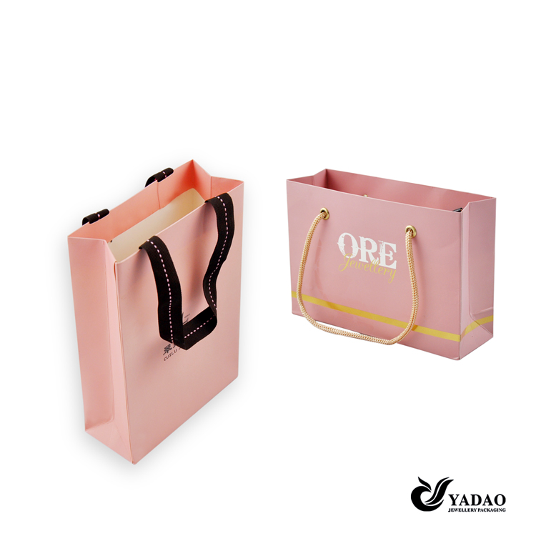Hot selling fashion kind of jewelry shopping bag paper bag for jewelry with logo and drawstring made in China