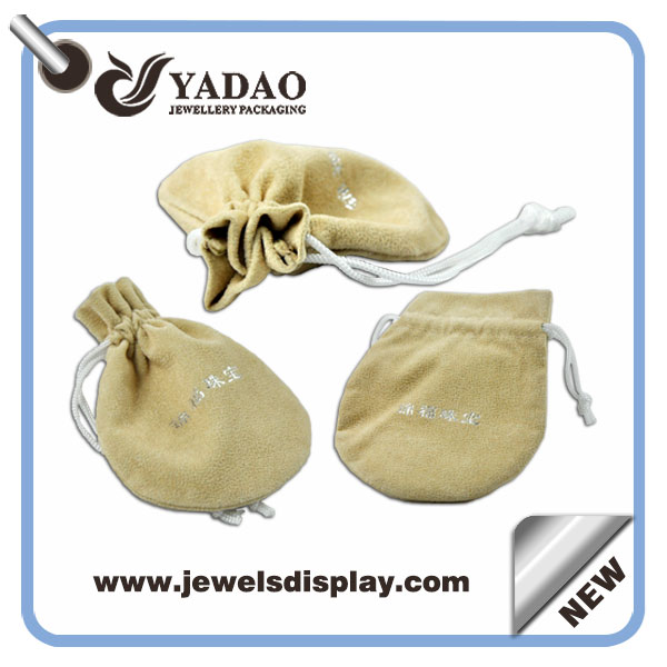 Hot selling new velvet pouch for ring/necklace/pandent with your logo and string