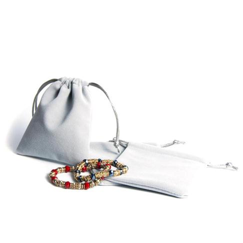 Hot selling soft -touch handmade drawstring grey velvet pouch with customized size, color and logo
