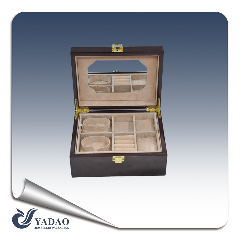 Latest hot sale high end wood paint jewelry box showcase shows watch, bangle, ring with mirror accept custom China supplier