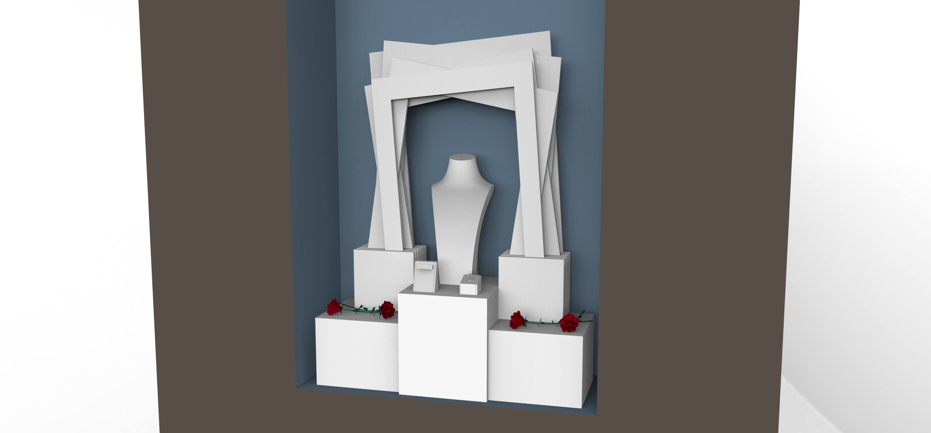 Luxurious free original design jewelry display showcase jewelry display sets Elegant wooden showcase for jewellery shop window displays for sale