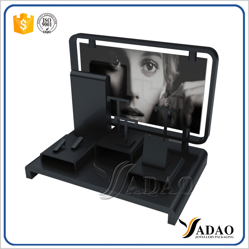 Luxury Custom-made Acrylic Jewelry Display Set Acrylic earring necklace jewelry accessories display holder stand Set Clear Acrylic Ring Clip Display Stand Jewelry Riser