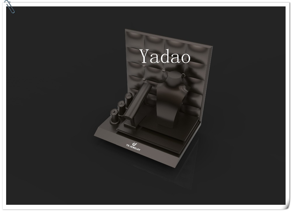 Luxury black leather wooden high end jewelry display kiosk wholesale