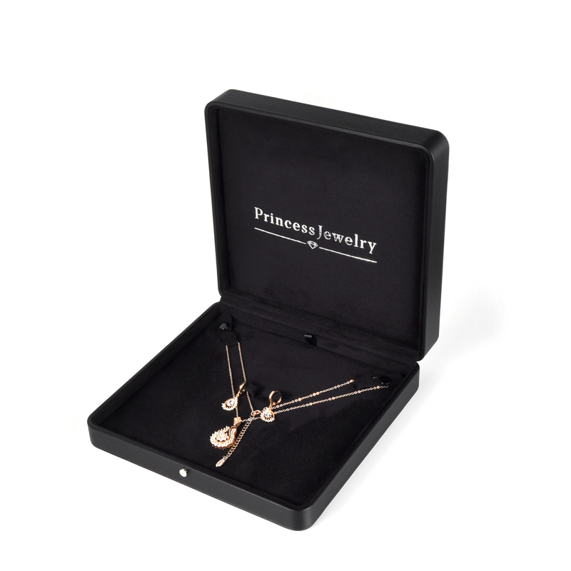 Luxury black soft leather multifunctional jewelry box customize logo design for free
