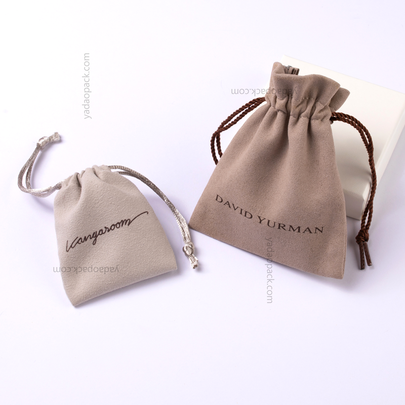 Luxury custom size printed drawstring velvet pouch bag with satin lining for gift