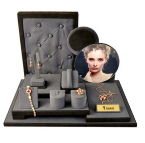 Luxury high end new design gray microfiber jewelry display set