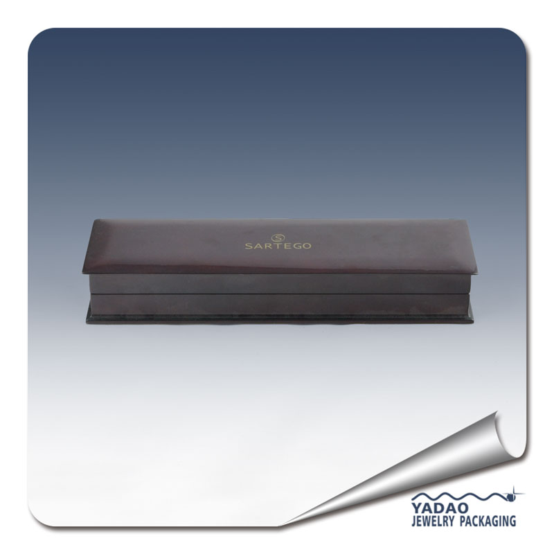 Luxury jewelry wooden box with stamped gold logo