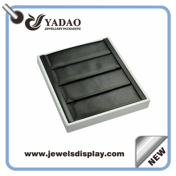Luxury white and black metallic PU leather ring trays ,ring display trays ,ring exhibitor trays for jewelry shop counter and window showcase and presentation