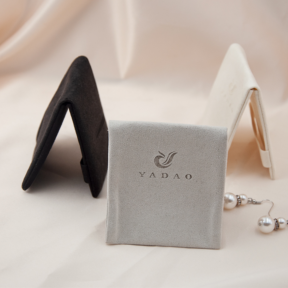 Mircofiber jewelry pouch packaging bag double side pouch with paper box