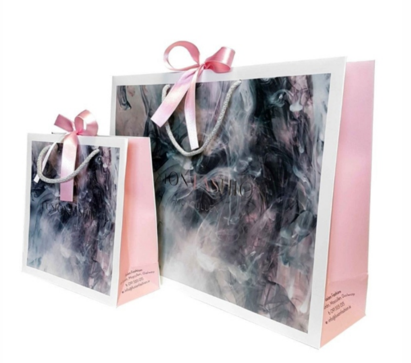 รูปแบบใหม่พิมพ์ถุงกระดาษเชือกฝ้ายจับโบว์ริบบิ้น