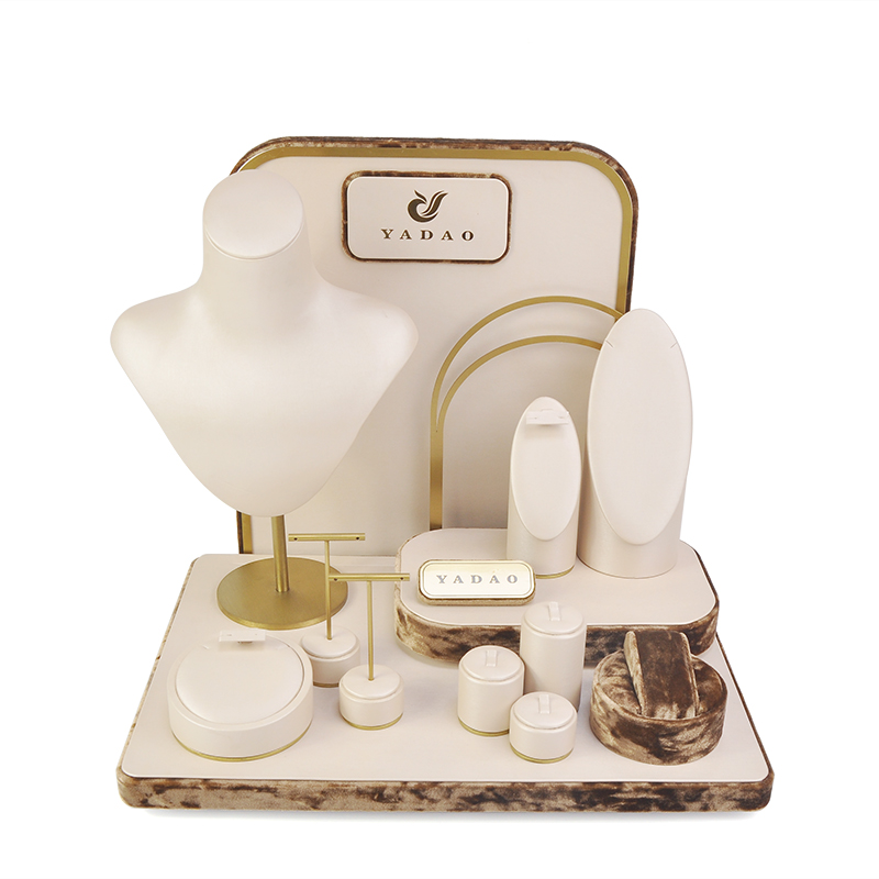 OEM Factory Customized Pu leather jewelry packaging display Silver Jewelry Display Showcase