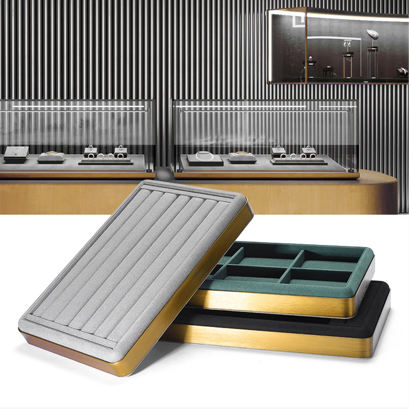 Small quantity jewelry display tray metal frame ring display tray luxury jewelry tray stock