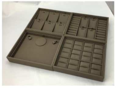 Skladování šperky Displej Zásobník kroužek Náhrdelník PU kůže Pokryté libovolné barevné logo