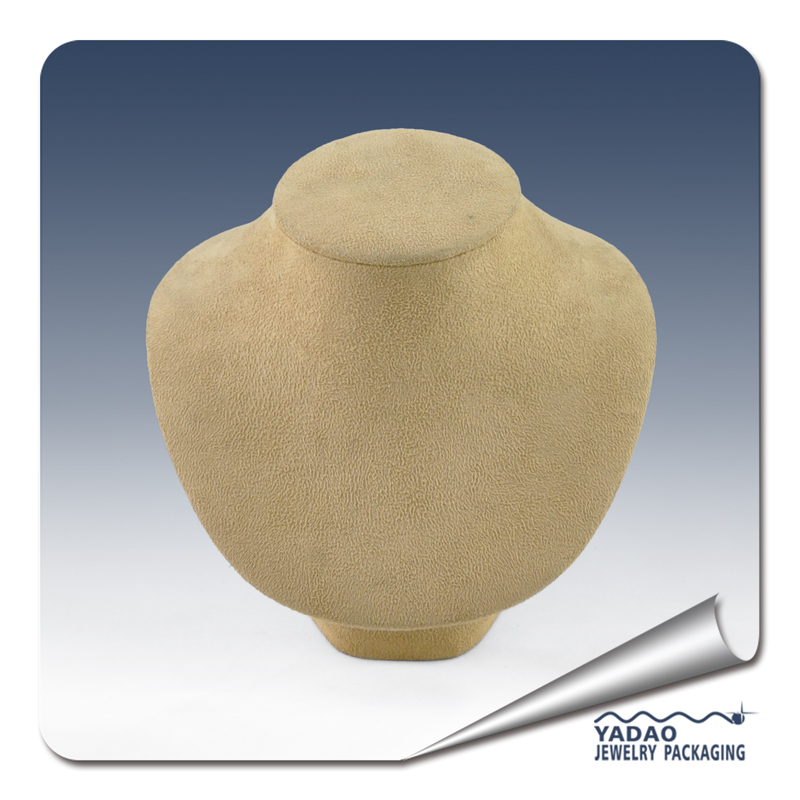 Velvet and wood small jewelry necklace display stand