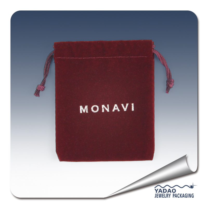 Мешок бархата с серебряной эмблемой фольги и шнурком для ювелирного магазина сделано в Китае