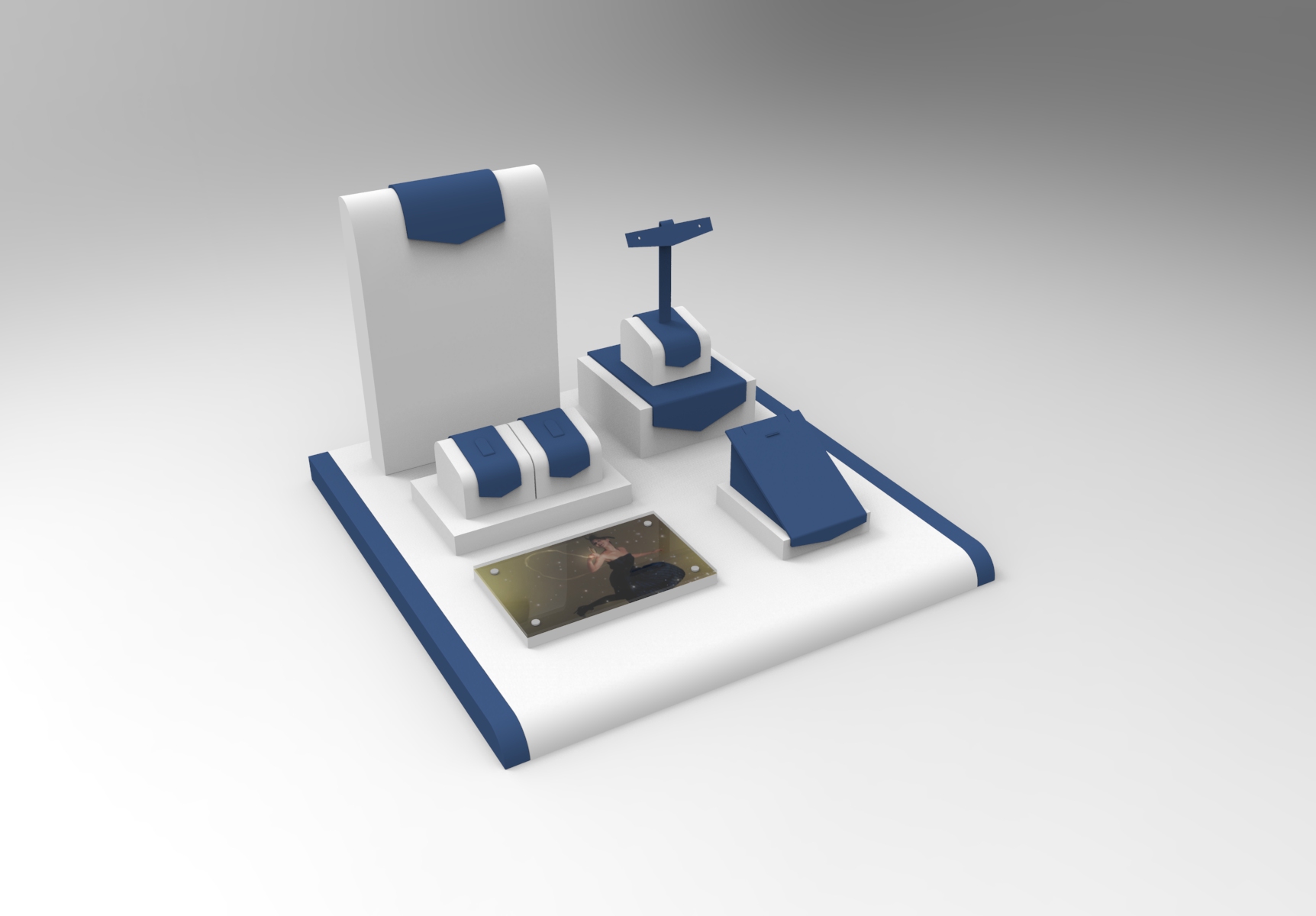 White and blue PU leather jewelry presentation set for jewelry shop with factory price