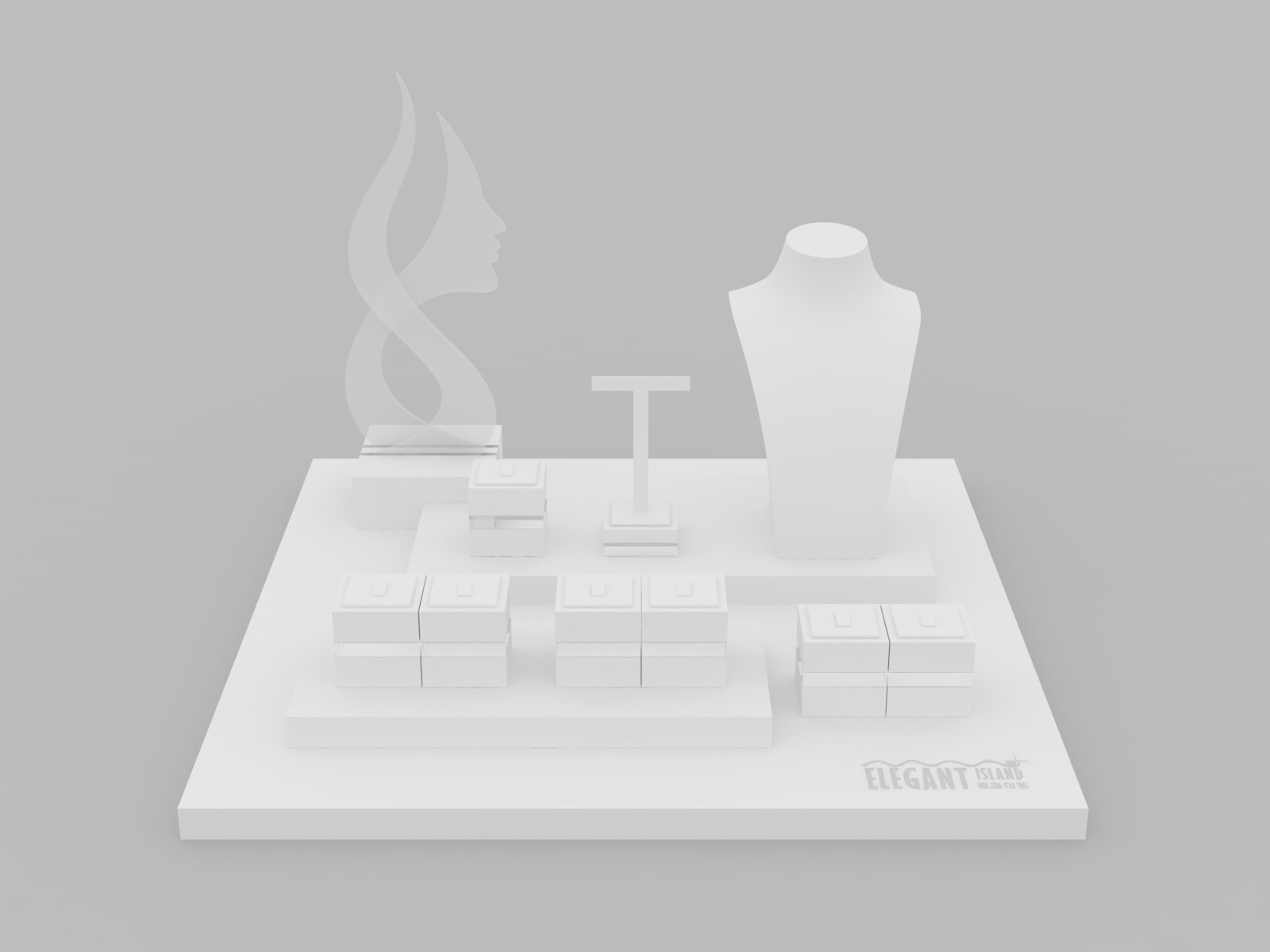 White leather and transparent acrylic display stand for jewelry display or jewelry fair display