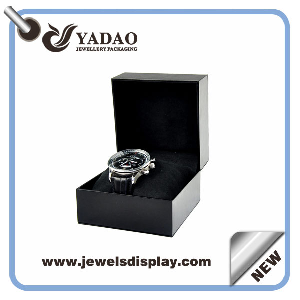 Wholesale China factory Newest design black leatherette paper  watch packing boxes,watch gift boxes,watch display boxes with embossed logo