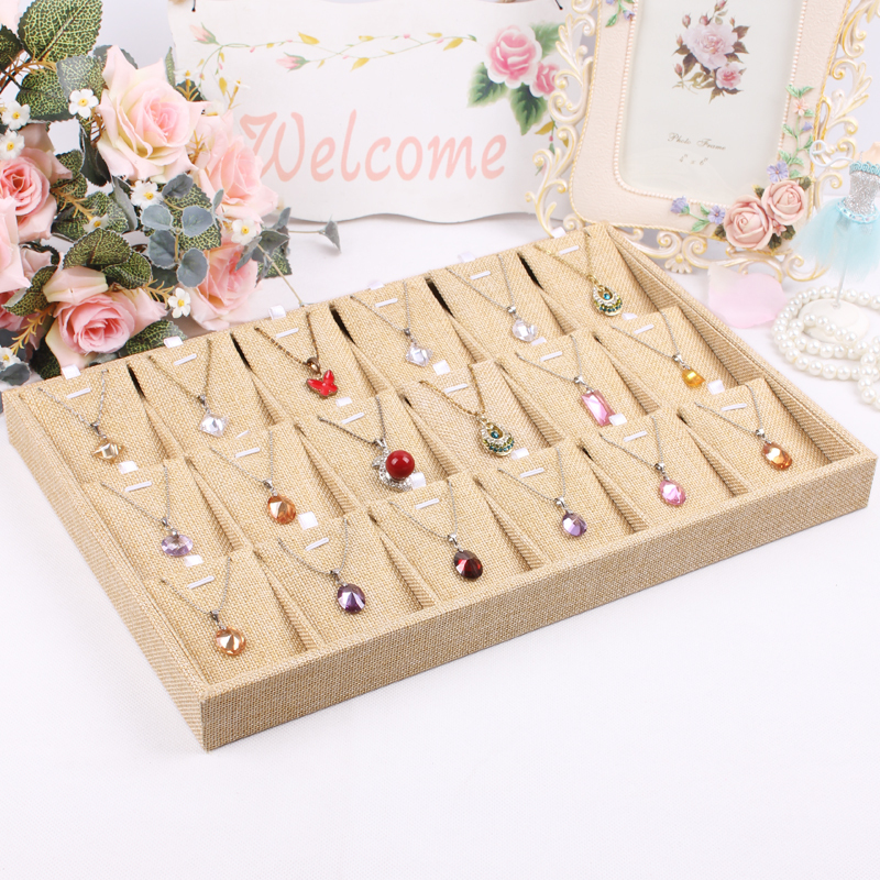 Wholesale China factory of  linen necklace jewellery display holders for shop and store counter showcase linen pendant tray