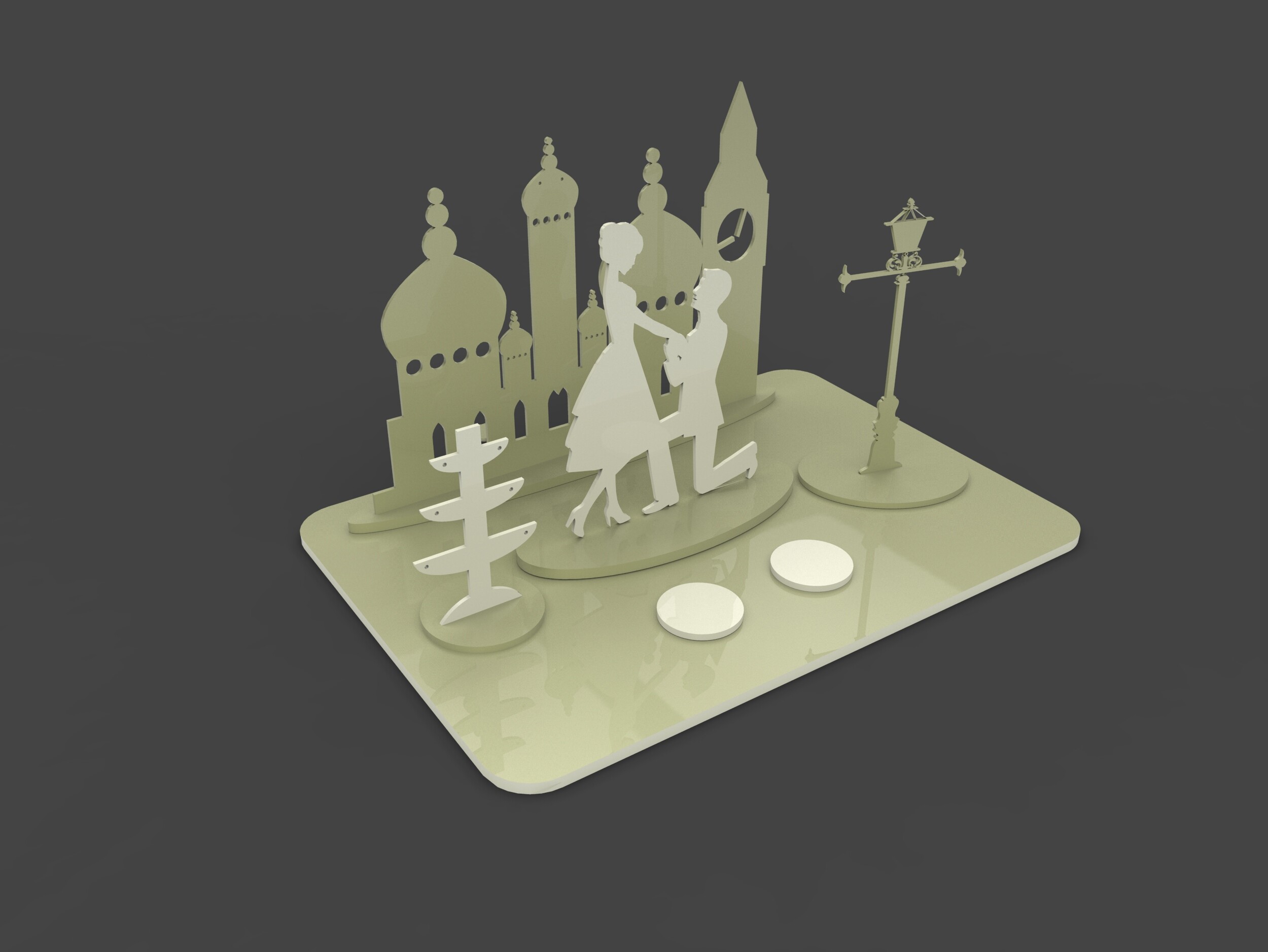 Wholesale acrylic carving white and light green counter jewelry display ,jewelry counter exhibitor ,acrylic jewelry props for jewelry shop counter and window