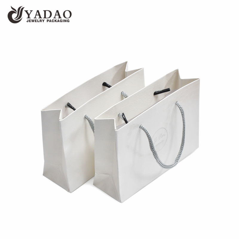 Yadao Handmade Shopping Bag White Color Paper Bag with Twisted Rope and Printing Logo