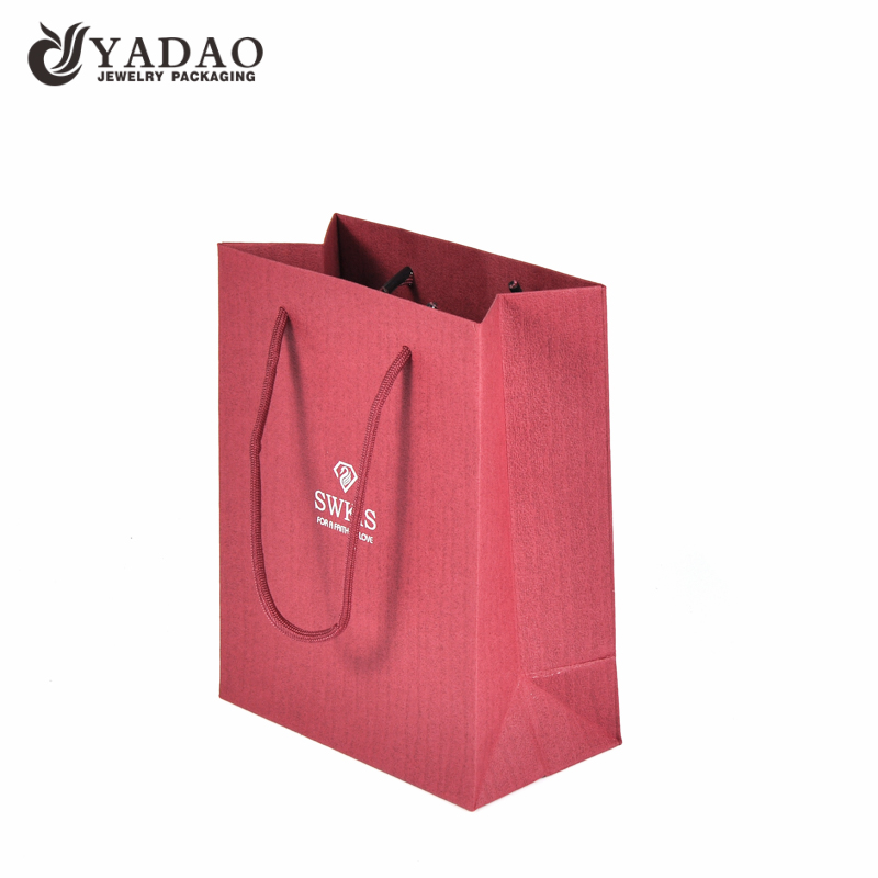Yadao High Quality Fancy Paper Bag Christmas Gift Bag Red bag for Shopping with Twisted Rope and Hot Stamping