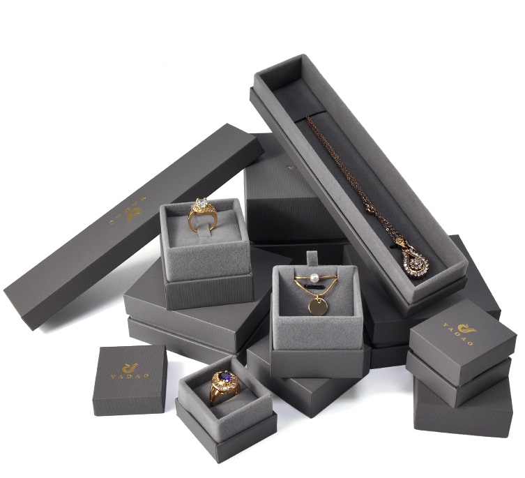 Yadao Luxury Grey Fancy Custom Logo Printing Paper Packaging Box Jewelry Box Set