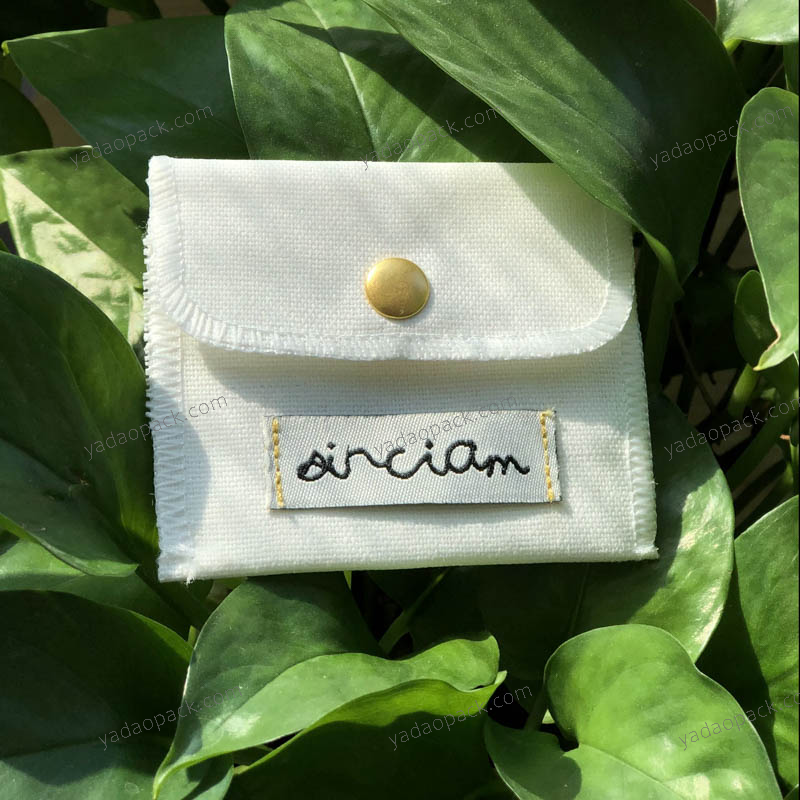 Yadao bohemio style pouch supplier natural jewelry packaging bag manufacturer off-white linen snap pouch vendor