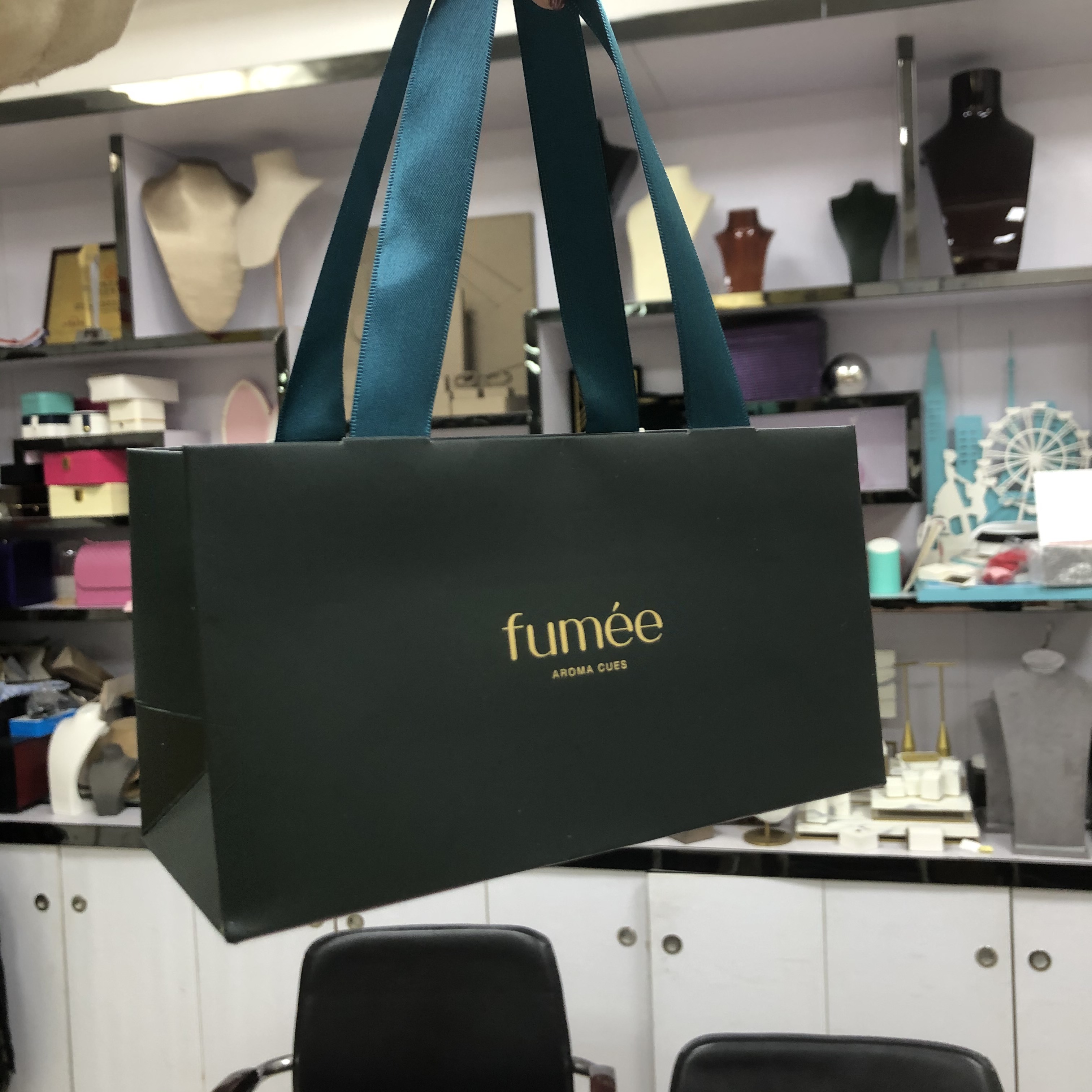 Yadao ručně vyráběný papírový sáček CMYK tiskový papírový sáček tmavě zelená dárková taška stužka balení taška