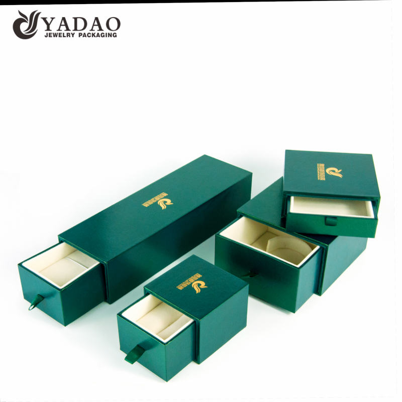 Yadao luxury jewelry box drawer plastic box christmas gift box green color box with custom free logo printed