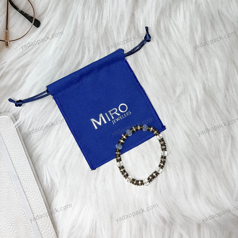 Yadao royal blue drawstring pouch for jewelry packaging with customized brand logo printing for free