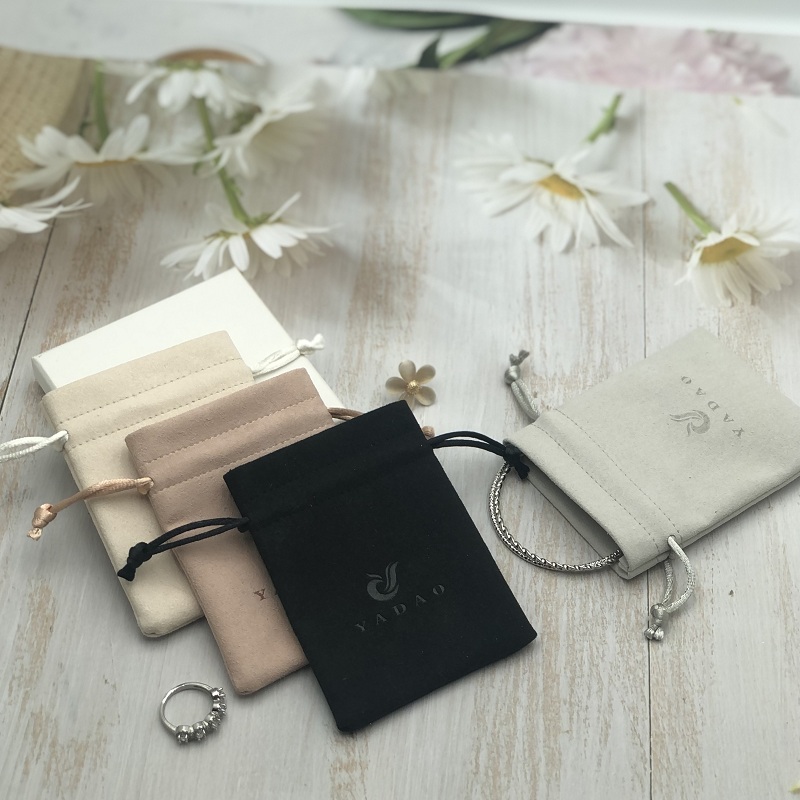 Yadao small moq microfiber pouch jewelry packaging pouch with drawstring closure and logo printing