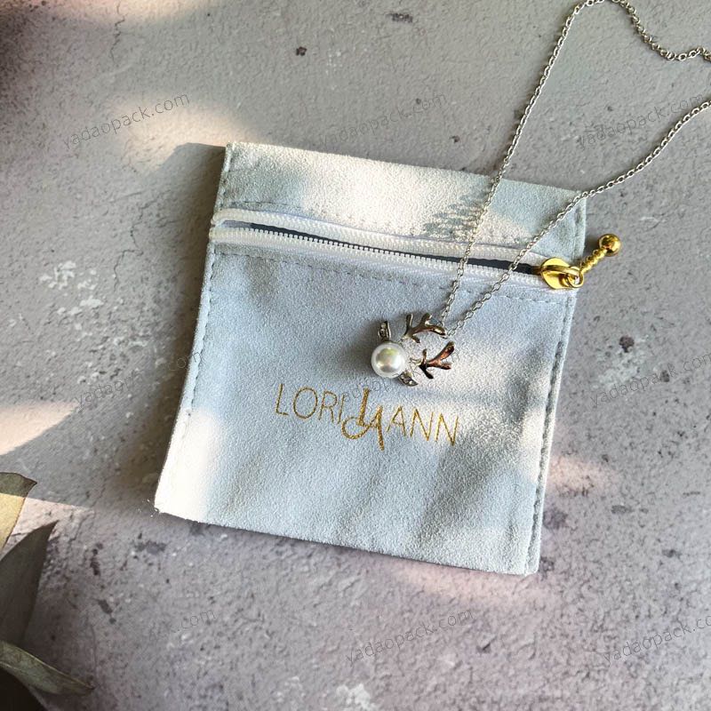 Yadao Wholesalesジュエリー包装袋サプライヤーライトブルーのマイクロファイバーバッグファクトリジッパーネックレスポーチメーカー