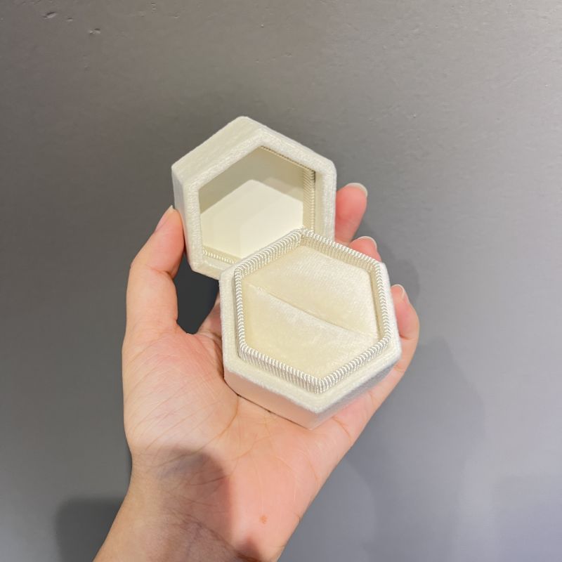 beige custom color velvet hexagonal Christmas gift ring box