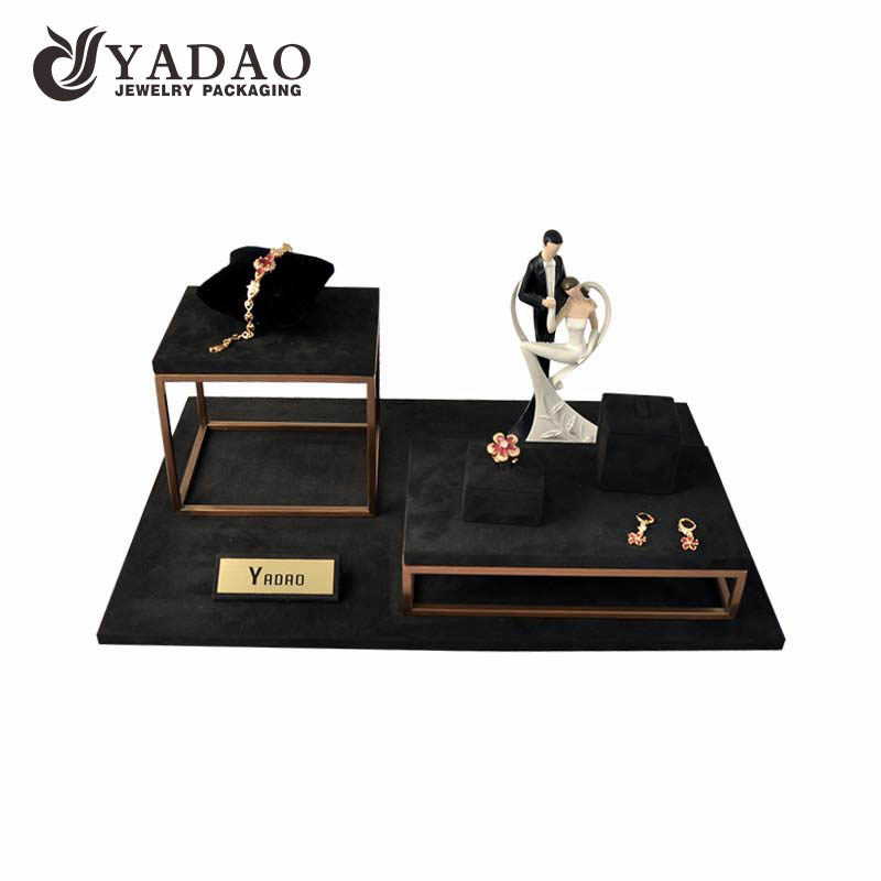 compact delicate simple but luxury dark color metal elements wedding window display sets