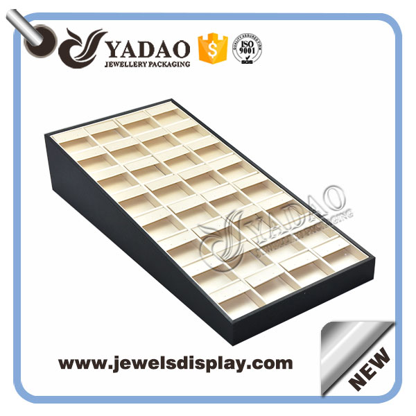 custom handmade pu leather cover stackable jewelry display tray earring tray