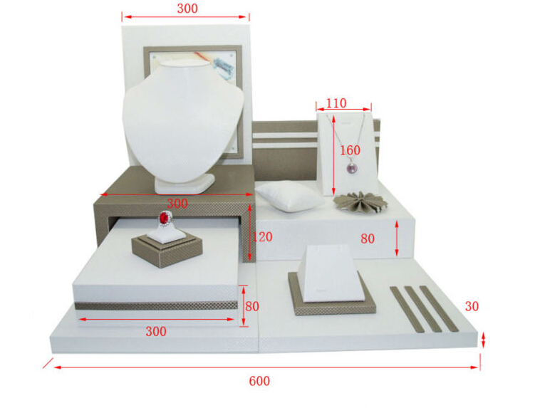 customize display sets soft leather protect jewelry to damage jewelry display Jewelry Counter Top Grade Acrylic Jewelry Display Set