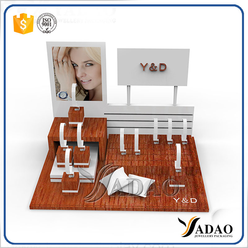 customize logo lacquer finish wood watch display  jewelry display window display design supplier